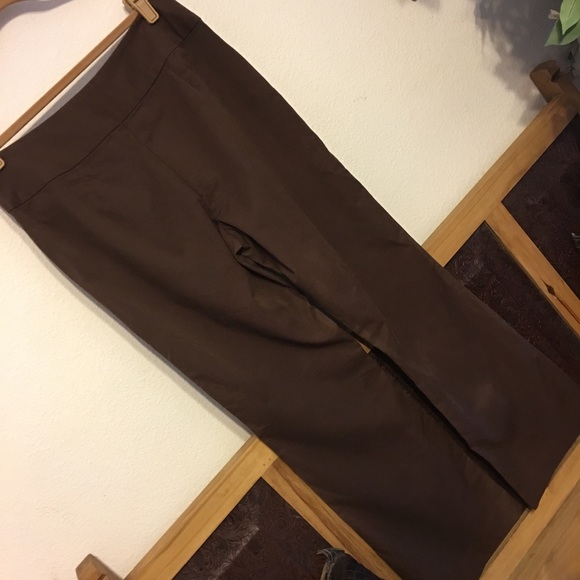 Metro style brown boot cut stretch slacks 12 - Picture 4 of 6